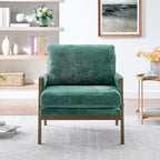 Green 35.4" Velvet Accent Arm Chair with Solid Rubberwood Frame