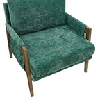 Green 35.4" Velvet Accent Arm Chair with Solid Rubberwood Frame