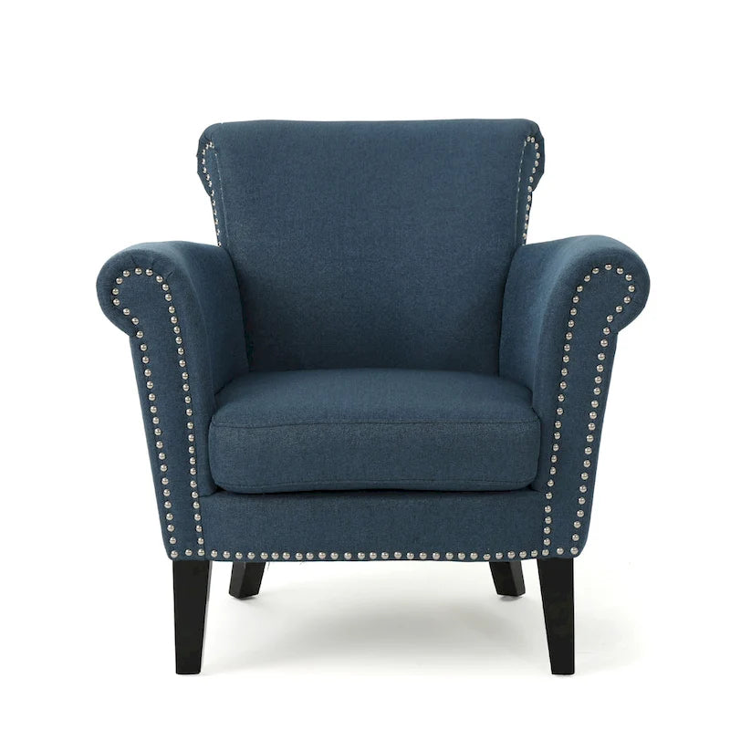 Navy Blue 31" Upholstered Club Chair with Nailhead Trim