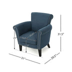 Navy Blue 31" Upholstered Club Chair with Nailhead Trim