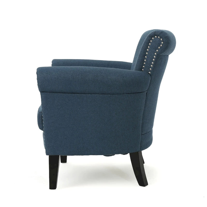 Navy Blue 31" Upholstered Club Chair with Nailhead Trim