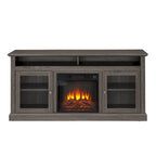 60" Fireplace TV Stand with Glass Doors & Storage for TVs Up to 65"