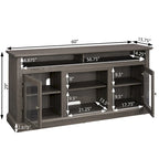 60" Fireplace TV Stand with Glass Doors & Storage for TVs Up to 65"