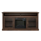 60" Fireplace TV Stand with Glass Doors & Storage for TVs Up to 65"