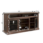 60" Fireplace TV Stand with Glass Doors & Storage for TVs Up to 65"