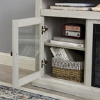 60" Fireplace TV Stand with Glass Doors & Storage for TVs Up to 65"