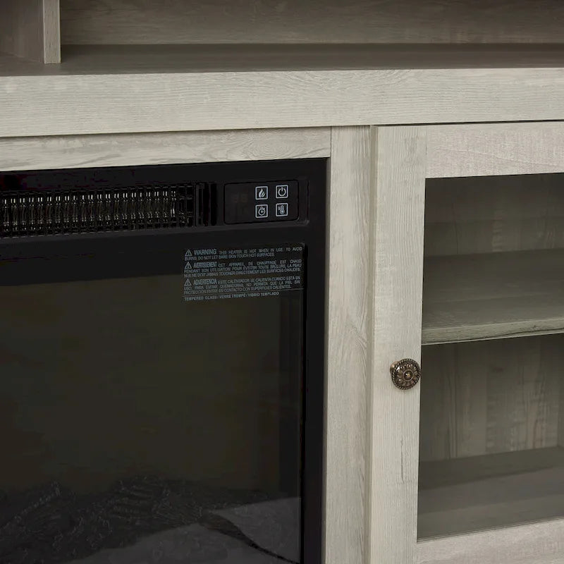 60" Fireplace TV Stand with Glass Doors & Storage for TVs Up to 65"