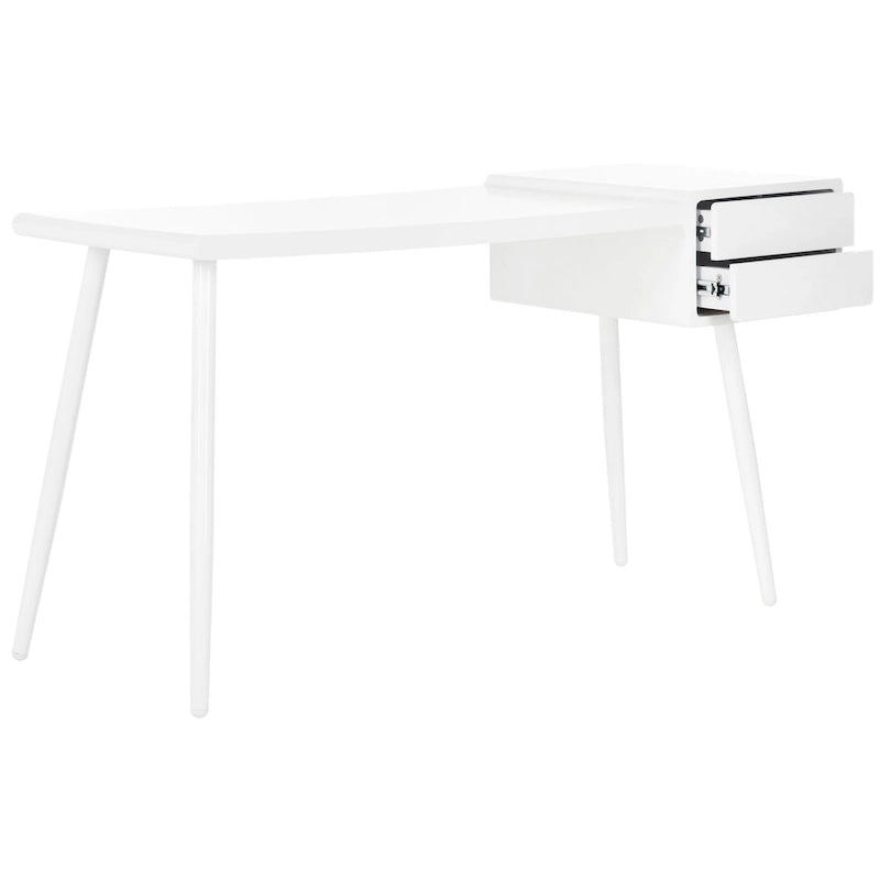 Mid Century Two Drawer Desk with Metal Legs
