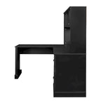 Modern Computer Desk with 2 Tier Storage and Large Drawers and Waterproof Surface for Home Office and Study or Living Room