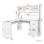 Modern Computer Desk with 2 Tier Storage and Large Drawers and Waterproof Surface for Home Office and Study or Living Room