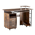 47" Traditional Curved Computer Desk with Keyboard Tray, Drawers & Storage Shelves