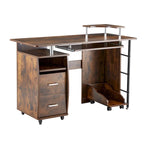47" Traditional Curved Computer Desk with Keyboard Tray, Drawers & Storage Shelves