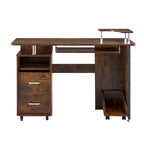 47" Traditional Curved Computer Desk with Keyboard Tray, Drawers & Storage Shelves