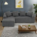 101.6 Corduroy L-Shaped Sectional Sofa with Chaise Lounge and 4 Pillows