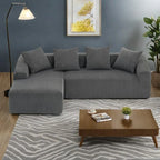 101.6 Corduroy L-Shaped Sectional Sofa with Chaise Lounge and 4 Pillows