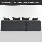 101.6 Corduroy L-Shaped Sectional Sofa with Chaise Lounge and 4 Pillows