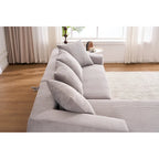 101.6 Corduroy L-Shaped Sectional Sofa with Chaise Lounge and 4 Pillows