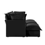 120 Chenille 3-Seater Sofa Set with 3 Ottomans, Sleeper Function & Removable Slipcovers