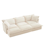 120 Chenille 3-Seater Sofa Set with 3 Ottomans, Sleeper Function & Removable Slipcovers