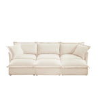 120 Chenille 3-Seater Sofa Set with 3 Ottomans, Sleeper Function & Removable Slipcovers