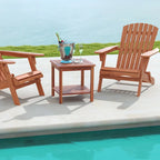 2-Piece Natural Acacia Wood 2-Tier Outdoor Side Table Set - 18x18x18"