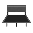 Floating Velvet Platform Bed with RGB LED Lights & Adjustable Wingback Headboard