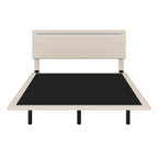 Floating Velvet Platform Bed with RGB LED Lights & Adjustable Wingback Headboard