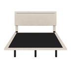 Floating Velvet Platform Bed with RGB LED Lights & Adjustable Wingback Headboard
