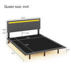 Floating Velvet Platform Bed with RGB LED Lights & Adjustable Wingback Headboard