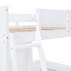 White Full Size Solid Pine Loft Bed with Desk & Bookshelf for Kids