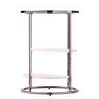 Round Side Table with Faux Stone Shelves & Glass Top - Contemporary Accent