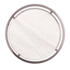 Round Side Table with Faux Stone Shelves & Glass Top - Contemporary Accent