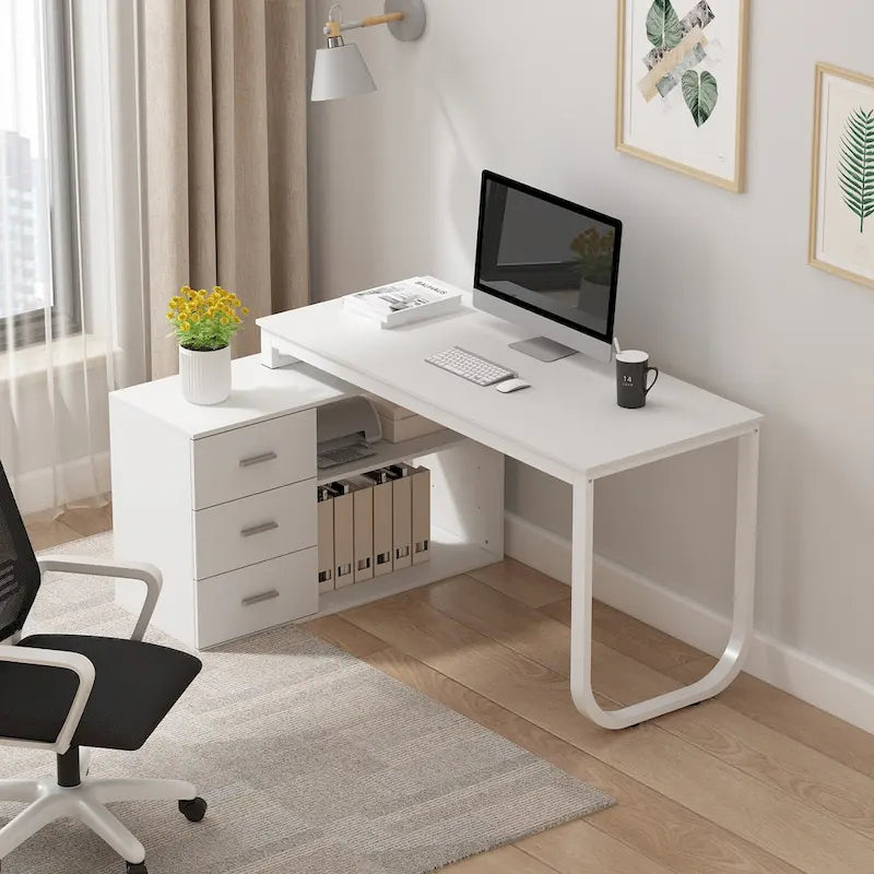 55 L Shaped Desk Writing Computer Desk Storage Workstation 5 Colors