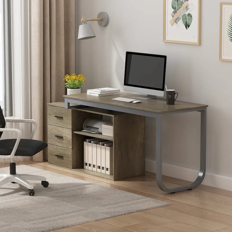 55 L Shaped Desk Writing Computer Desk Storage Workstation 5 Colors
