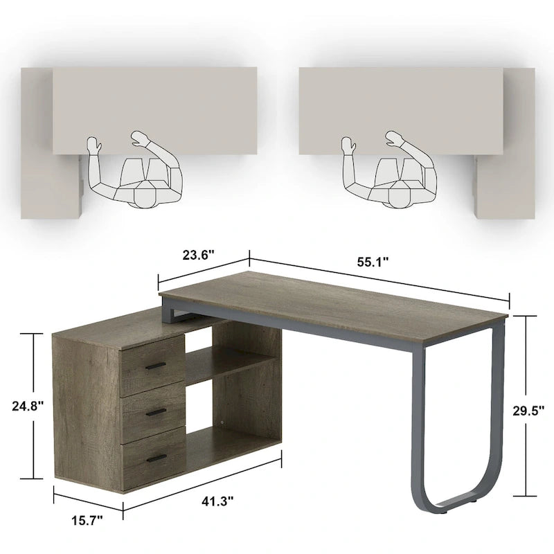 55 L Shaped Desk Writing Computer Desk Storage Workstation 5 Colors