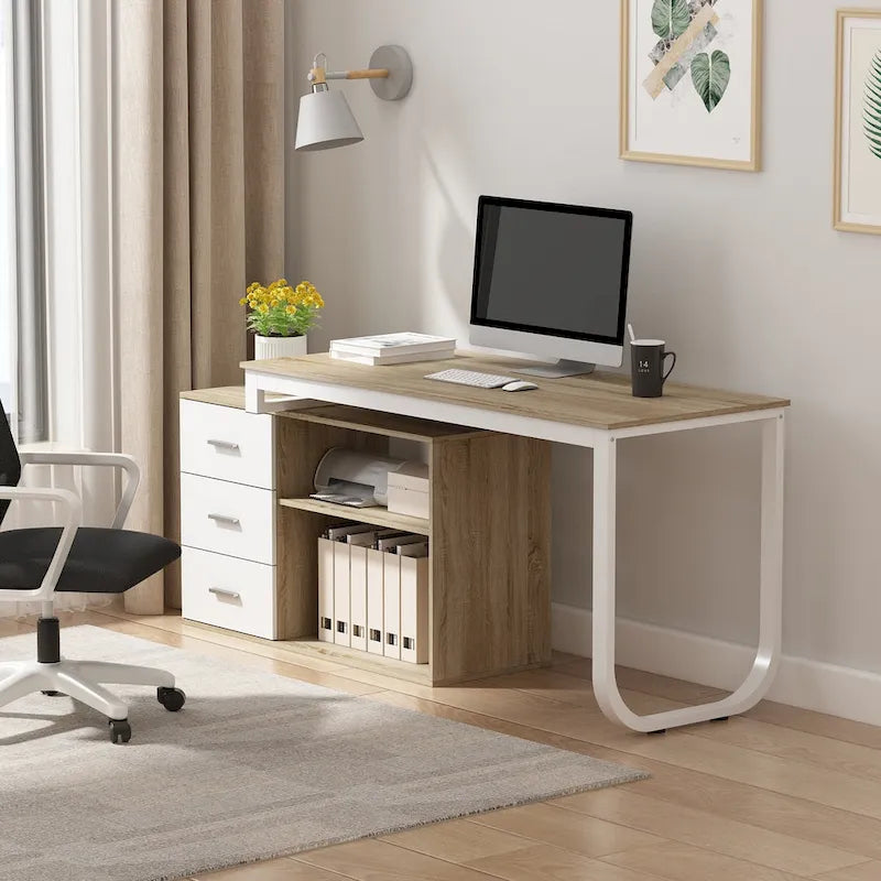 55 L Shaped Desk Writing Computer Desk Storage Workstation 5 Colors