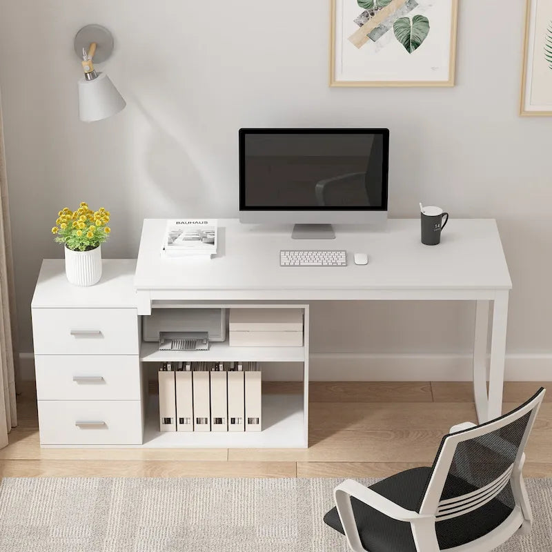 55 L Shaped Desk Writing Computer Desk Storage Workstation 5 Colors