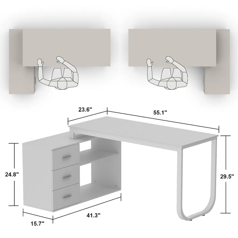 55 L Shaped Desk Writing Computer Desk Storage Workstation 5 Colors