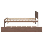 Twin Size Walnut Finish Wood Platform Trundle Bed