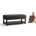 43" Tufted Rectangle Storage Ottoman Bench with Nailhead Trim - Faux Leather
