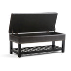 43" Tufted Rectangle Storage Ottoman Bench with Nailhead Trim - Faux Leather
