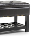 43" Tufted Rectangle Storage Ottoman Bench with Nailhead Trim - Faux Leather