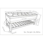 43" Tufted Rectangle Storage Ottoman Bench with Nailhead Trim - Faux Leather