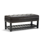 43" Tufted Rectangle Storage Ottoman Bench with Nailhead Trim - Faux Leather