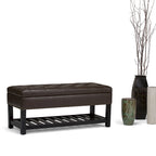 43" Tufted Rectangle Storage Ottoman Bench with Nailhead Trim - Faux Leather