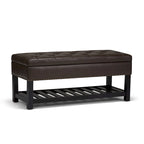 43" Tufted Rectangle Storage Ottoman Bench with Nailhead Trim - Faux Leather