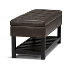 43" Tufted Rectangle Storage Ottoman Bench with Nailhead Trim - Faux Leather