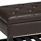 43" Tufted Rectangle Storage Ottoman Bench with Nailhead Trim - Faux Leather