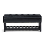 43" Tufted Rectangle Storage Ottoman Bench with Nailhead Trim - Faux Leather