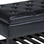 43" Tufted Rectangle Storage Ottoman Bench with Nailhead Trim - Faux Leather